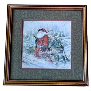 PEGGY ABRAMS Home Interiors Father Christmas Santa I Donkey Holiday Fram…